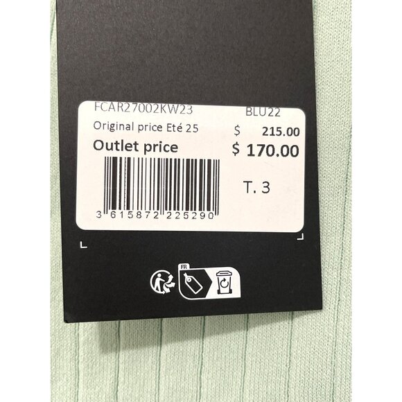 The Kooples Ribbed Cropped Mint Green Button-Up Cardigan NWT Medium - Picture 4 of 6